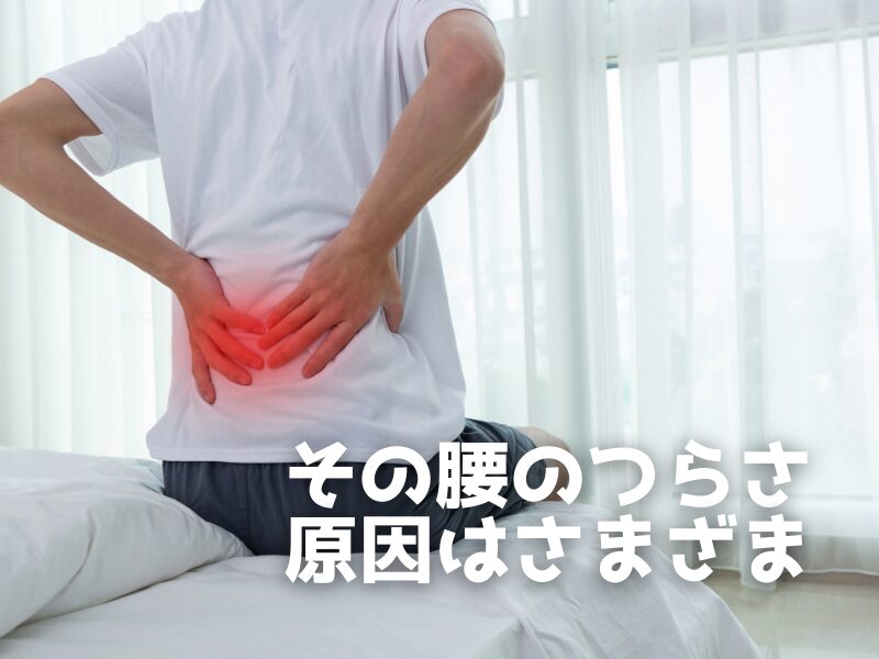 腰をおさえる後ろ姿
